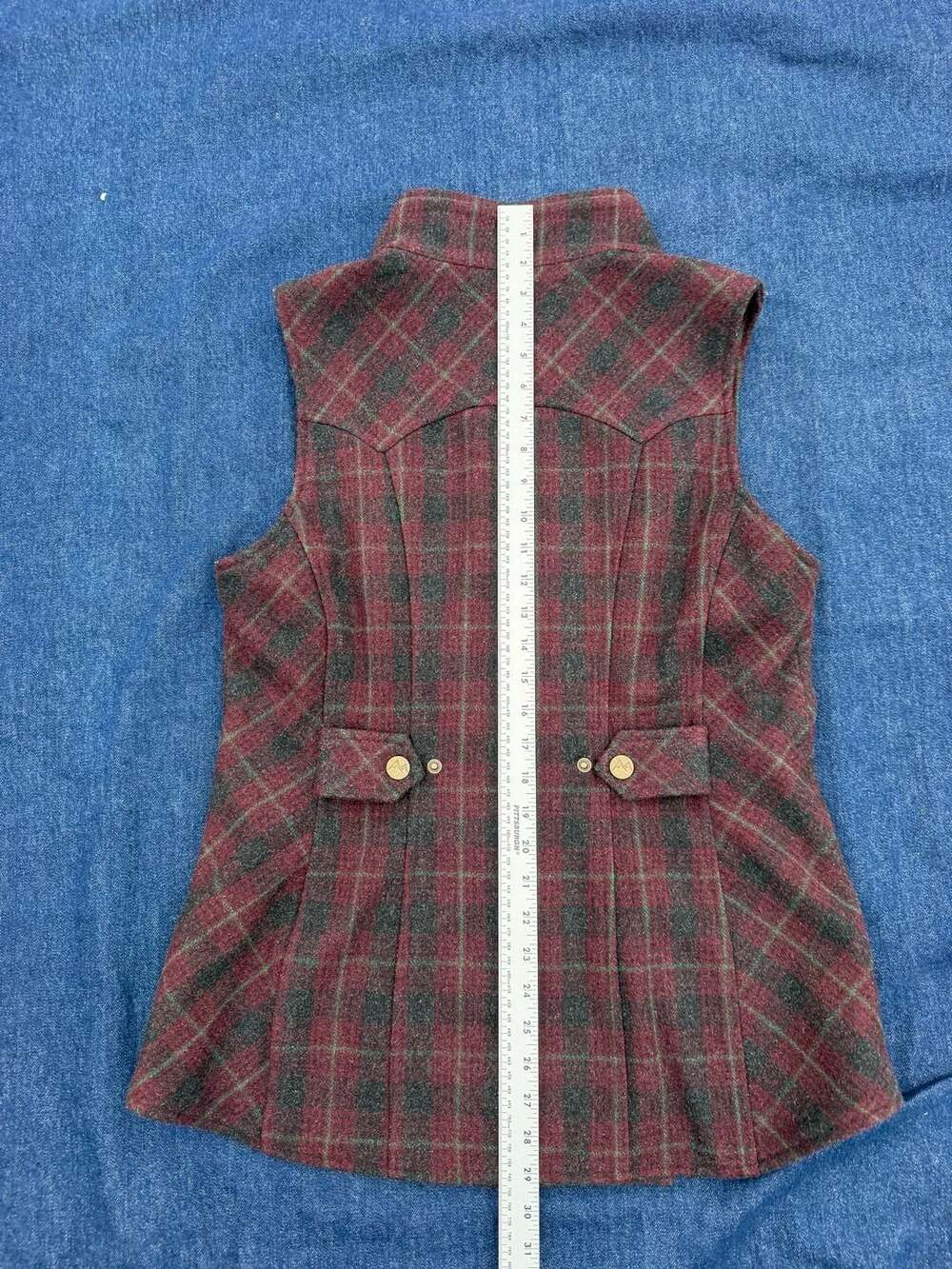 Powder River Outfitters Plaid Wool Blend Western Vest - Picture 13 of 13